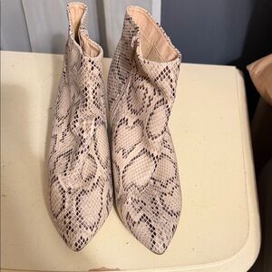 Elegant Snakeskin Pattern Ankle Booties